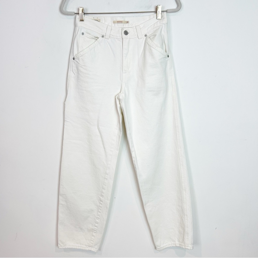 LEVI’S WHITE DAD UTILITY JEANS STRAIGHT LEG HIGH RISE WOMENS SZ 24
